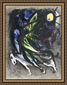 Eden Framed Paintings - Cl L Ange Survolant La Foret D Eden by Marc Chagall