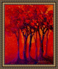 Four Boars in a Landscape Framed Paintings - Abstract Landscape 2 by Marion Rose