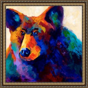 Saba at The Balcony VIII Black Dress Framed Prints - Beary Nice - Black Bear by Marion Rose