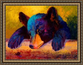 Saba at The Balcony VIII Black Dress Framed Prints - Chasing Bugs - Black Bear Cub by Marion Rose