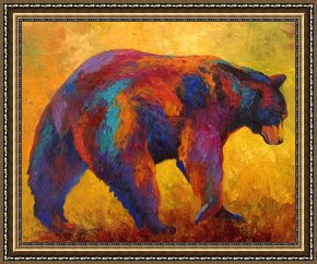 Round Midnight Framed Prints - Daily Rounds - Black Bear by Marion Rose