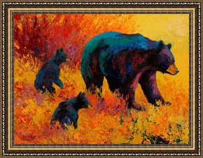Saba at The Balcony VIII Black Dress Framed Prints - Double Trouble - Black Bear Family by Marion Rose