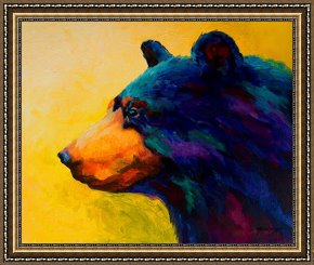 Saba at The Balcony VIII Black Dress Framed Prints - Looking On II - Black Bear by Marion Rose