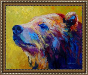 The Drummer Boy's Dream Framed Paintings - Pretty Boy - Grizzly Bear by Marion Rose