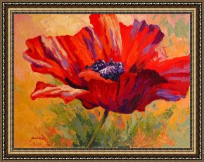 Red Elisabeth Riverbank Berlin Framed Paintings - Red Poppy II by Marion Rose