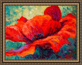 Cherokee Roses on a Purple Cloth Framed Paintings - Red Poppy III by Marion Rose