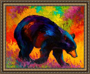 Saba at The Balcony VIII Black Dress Framed Prints - Roaming - Black Bear by Marion Rose
