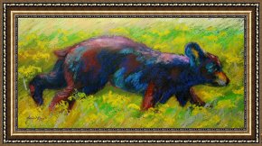 Saba at The Balcony VIII Black Dress Framed Prints - Running Free - Black Bear Cub by Marion Rose