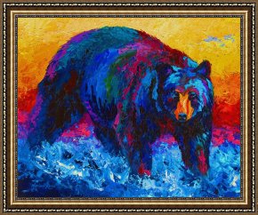 Saba at The Balcony VIII Black Dress Framed Prints - Scouting For Fish - Black Bear by Marion Rose
