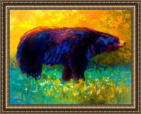 Saba at The Balcony VIII Black Dress Framed Prints - Spring Stroll - Black Bear by Marion Rose