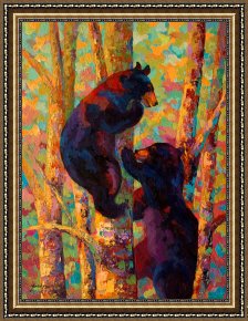Saba at The Balcony VIII Black Dress Framed Prints - Two High - Black Bear Cubs by Marion Rose