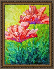 Meadow Poppies IV Framed Prints - Two Red Poppies by Marion Rose