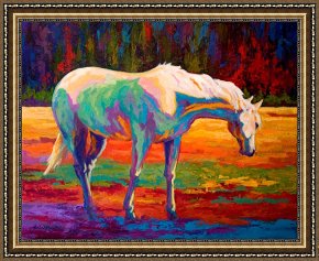 Meadow Angels - White Poppies Framed Prints - White Mare II by Marion Rose