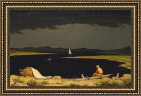 Heade Framed Paintings - Approaching Thunderstorm by Martin Johnson Heade