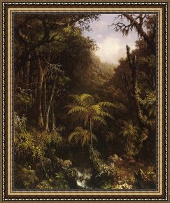 Heade Framed Paintings - Brazilian Forest by Martin Johnson Heade