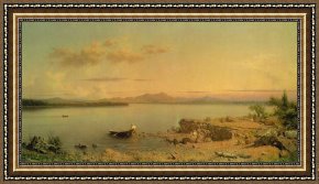 Heade Framed Paintings - Lake George by Martin Johnson Heade
