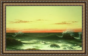 Heade Framed Paintings - Seascape Sunset 1861 by Martin Johnson Heade