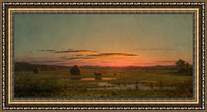 Heade Framed Paintings - Sunset by Martin Johnson Heade