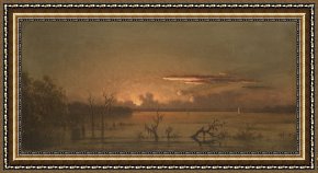 Heade Framed Paintings - Twilight on The St. John's River by Martin Johnson Heade