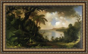 Heade Framed Paintings - View From Fern Tree Walk, Jamaica by Martin Johnson Heade