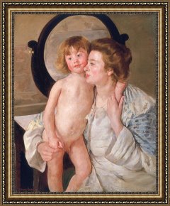 The Drummer Boy's Dream Framed Paintings - Mother and Boy by Mary Stevenson Cassatt