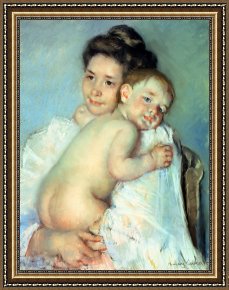 Young Framed Prints - The Young Mother by Mary Stevenson Cassatt