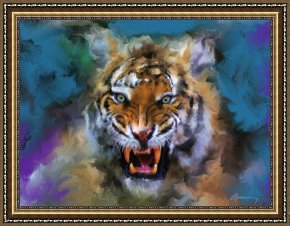 The Drummer Boy's Dream Framed Paintings - Big Cat Dream by Michael Greenaway