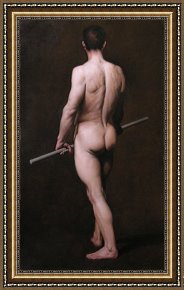 Males Nudes in a Seated Tug-of-war Framed Paintings - Male Nude by Michael John Angel
