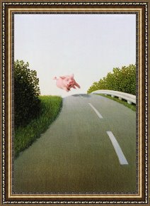 Kohler's Pig Framed Prints - Highway Pig by Michael Sowa