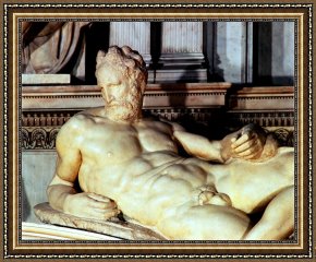 Lorenzo Framed Prints - Tomb of Lorenzo De Medici Detail of Dusk by Michelangelo Buonarroti