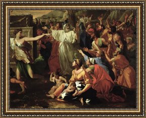 Golden Times Framed Prints - The Adoration of the Golden Calf by Nicolas Poussin