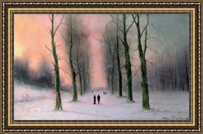 Scene Framed Prints - Snow Scene Wanstead Park by Nils Hans Christiansen