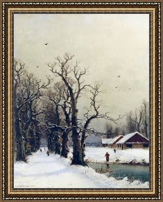 Scene Framed Prints - Winter scene by Nils Hans Christiansen