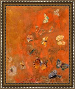 Evocation of Butterflies Framed Paintings - Evocation of Butterflies by Odilon Redon