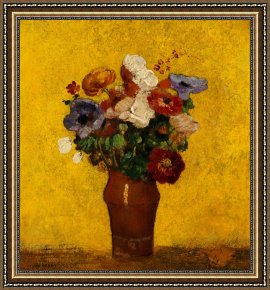 Odilon Redon Framed Prints - Flowers by Odilon Redon