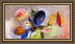 Odilon Redon Framed Prints - Flowers by Odilon Redon
