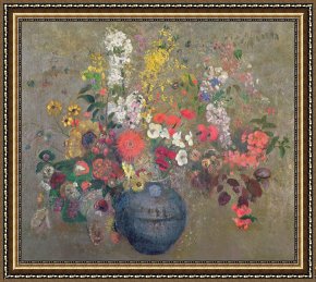 Odilon Redon Framed Prints - Flowers by Odilon Redon