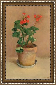Odilon Redon Framed Prints - Geraniums In A Pot by Odilon Redon