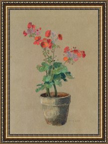 Odilon Redon Framed Prints - Geraniums In A Pot by Odilon Redon