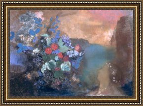 Odilon Redon Framed Prints - Ophelia Among The Flowers by Odilon Redon
