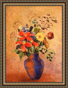 Odilon Redon Framed Prints - The Blue Vase by Odilon Redon