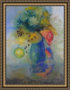Odilon Redon Framed Prints - Vase Of Flowers by Odilon Redon