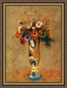 Odilon Redon Framed Prints - Vase Of Flowers by Odilon Redon