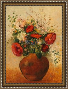 Odilon Redon Framed Prints - Vase Of Flowers by Odilon Redon