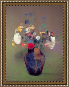 Odilon Redon Framed Prints - Vase Of Flowers by Odilon Redon