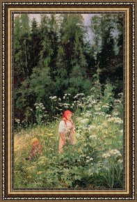 Wild Boar Framed Prints - Girl among the wild flowers by Olga Antonova Lagoda Shishkina