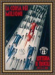 Advertisement Framed Prints - Advertisement For Lottery Of Tripoli Grand Prix by Others