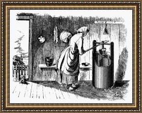 Swine, 19th Century Framed Prints - BUTTER CHURN, 19th CENTURY by Others