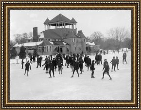 Belle Du Jour Framed Paintings - Detroit Michigan Skating At Belle Isle by Others