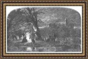 Swine, 19th Century Framed Prints - GYPSY CAMP, 19th CENTURY by Others